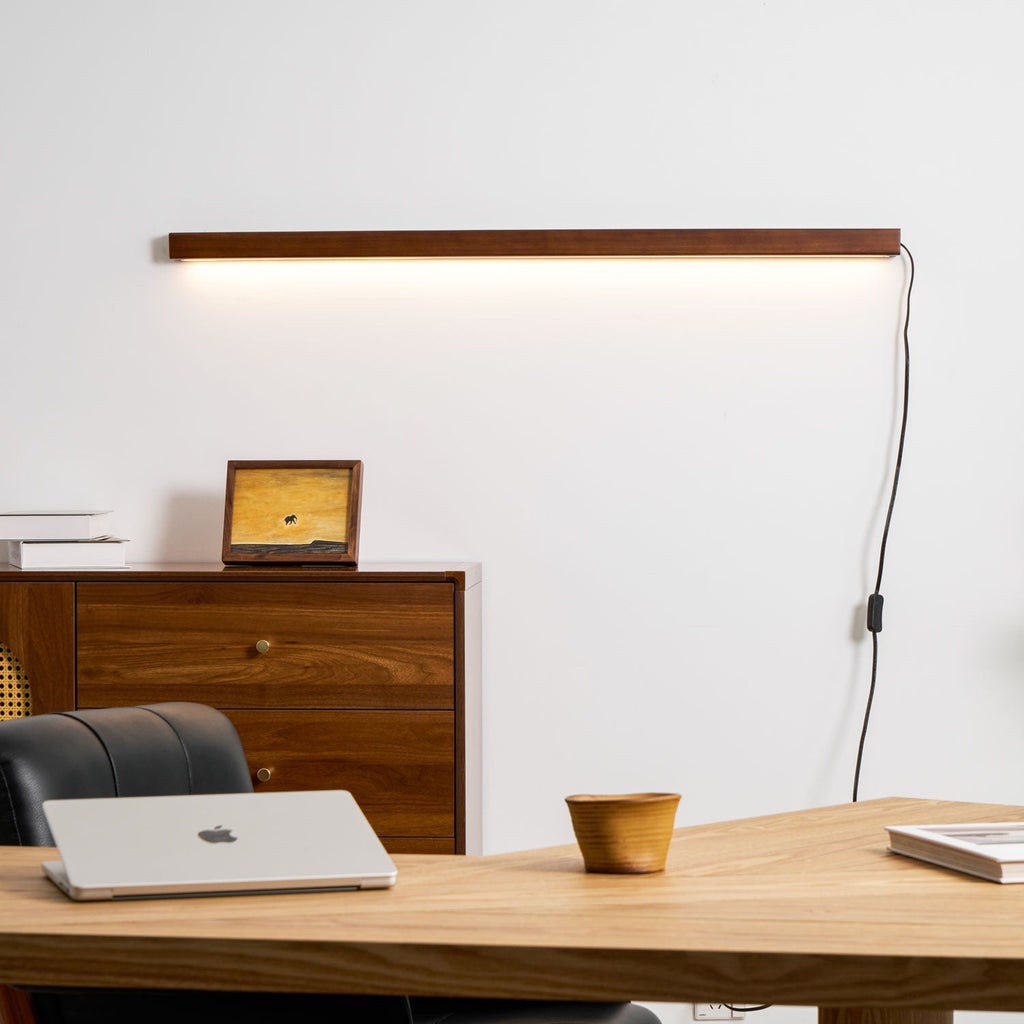 Arlo Linear Wood Plug-in Sconce Light Lighting Lobby