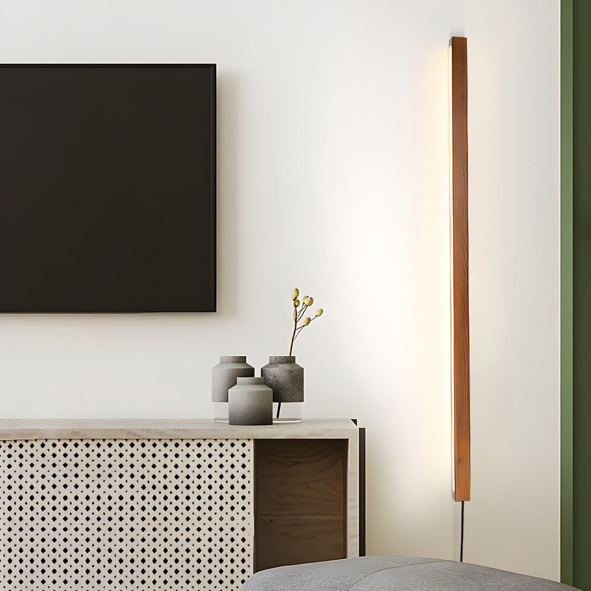 Arlo Linear Wood Plug-in Sconce Light Lighting Lobby
