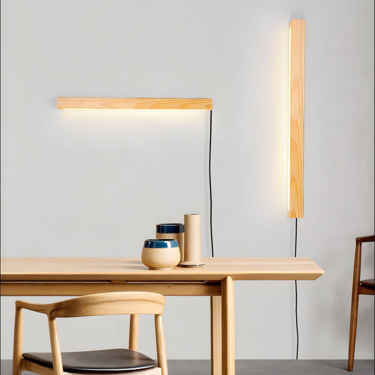 Arlo Linear Wood Plug-in Sconce Light Lighting Lobby