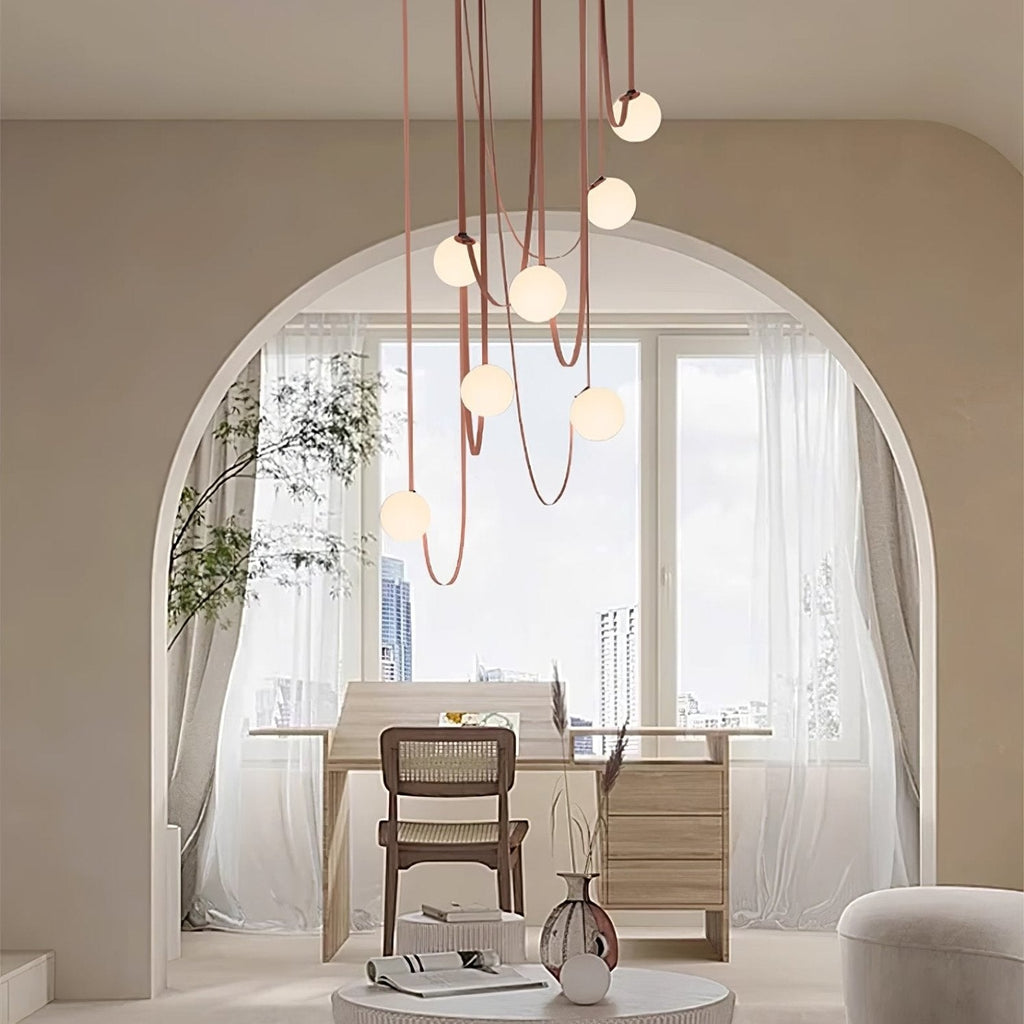 Artistic Pendant Ceiling Light With Multiple Straps Lighting Lobby