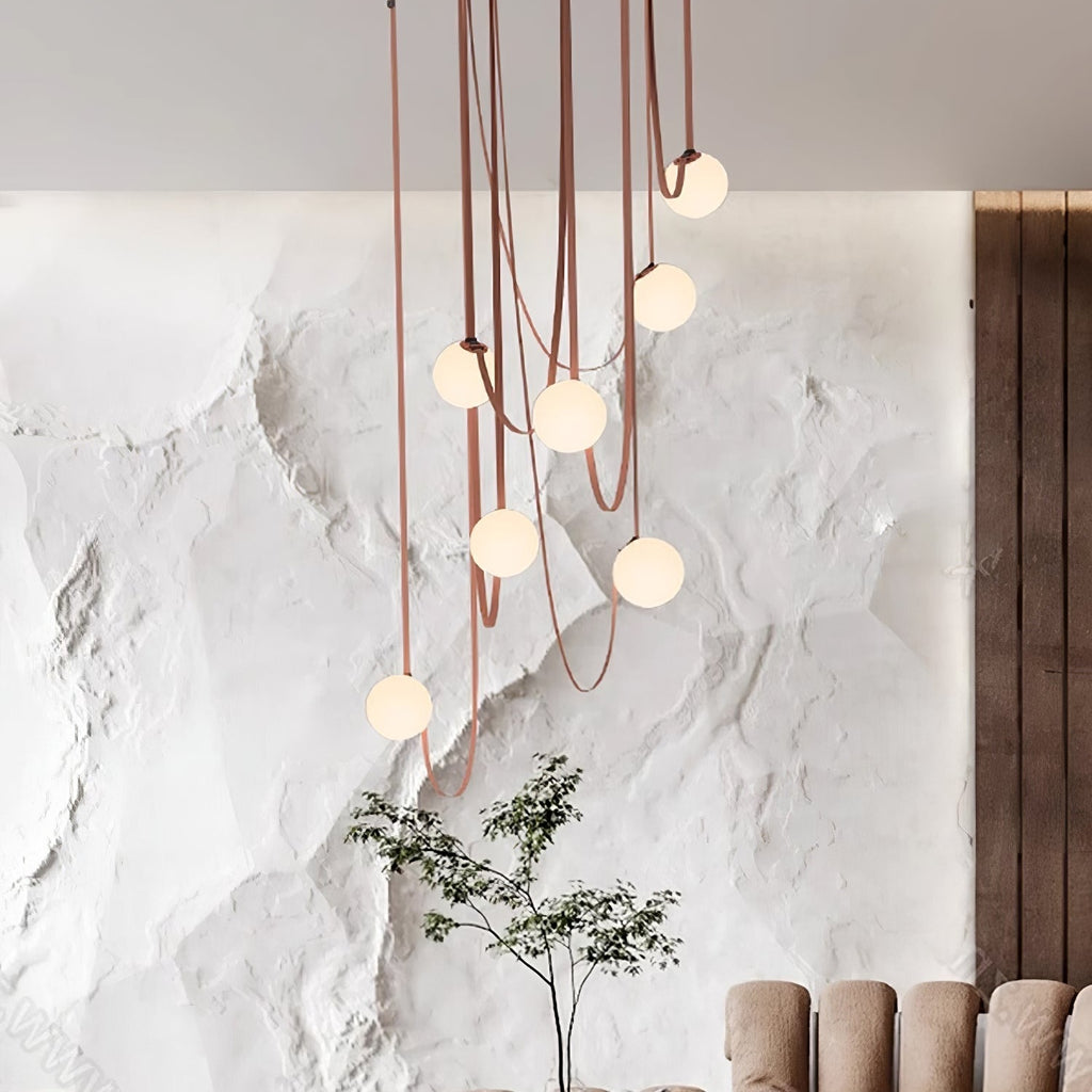 Artistic Pendant Ceiling Light With Multiple Straps Lighting Lobby