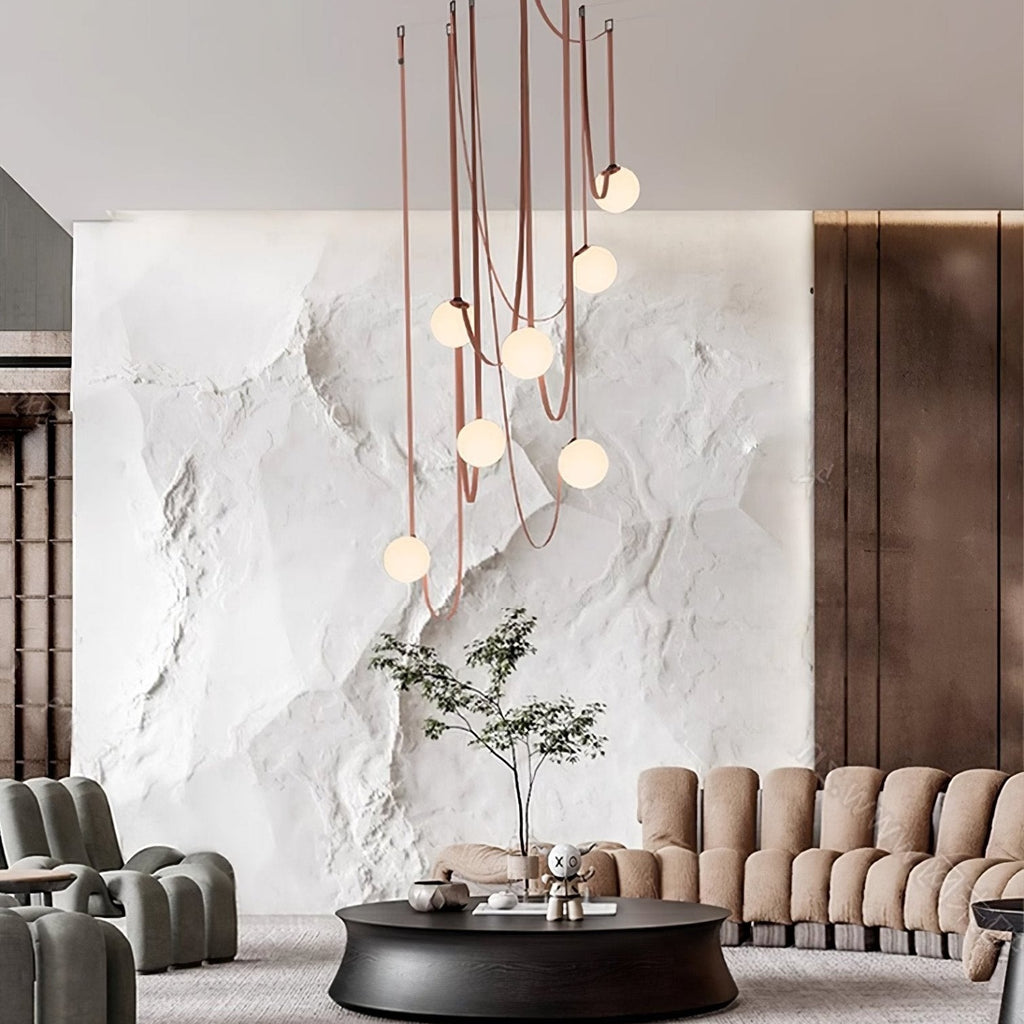 Artistic Pendant Ceiling Light With Multiple Straps Lighting Lobby