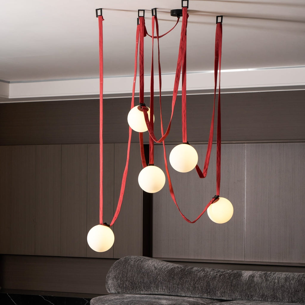 Artistic Pendant Ceiling Light With Multiple Straps Lighting Lobby