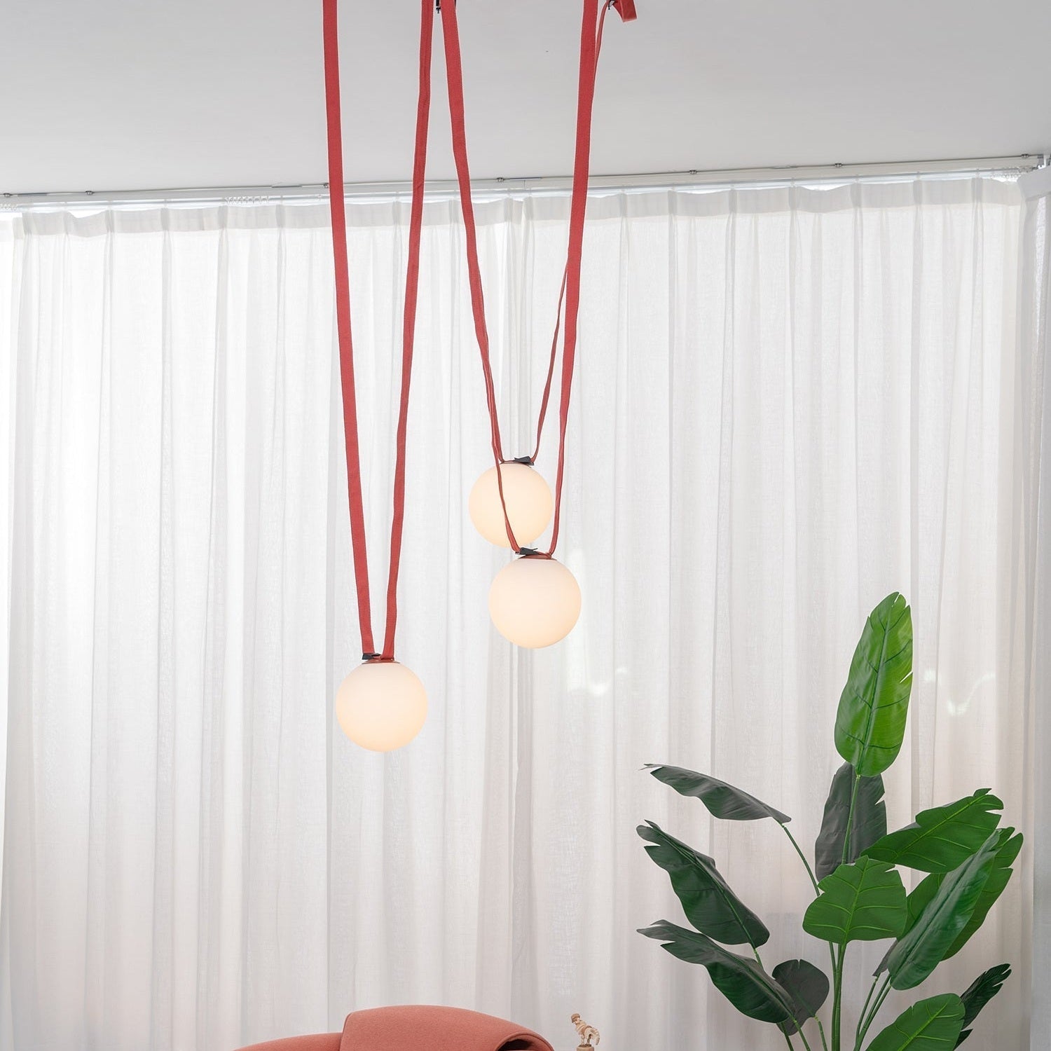 Artistic Pendant Ceiling Light With Multiple Straps Lighting Lobby