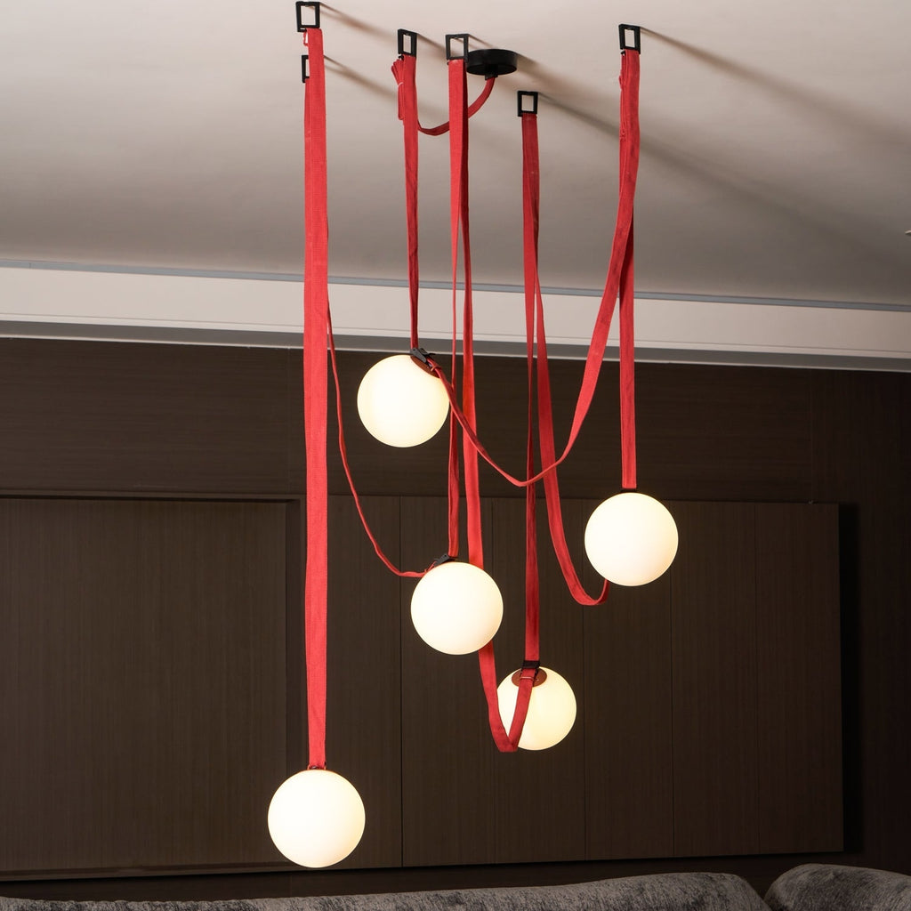 Artistic Pendant Ceiling Light With Multiple Straps Lighting Lobby