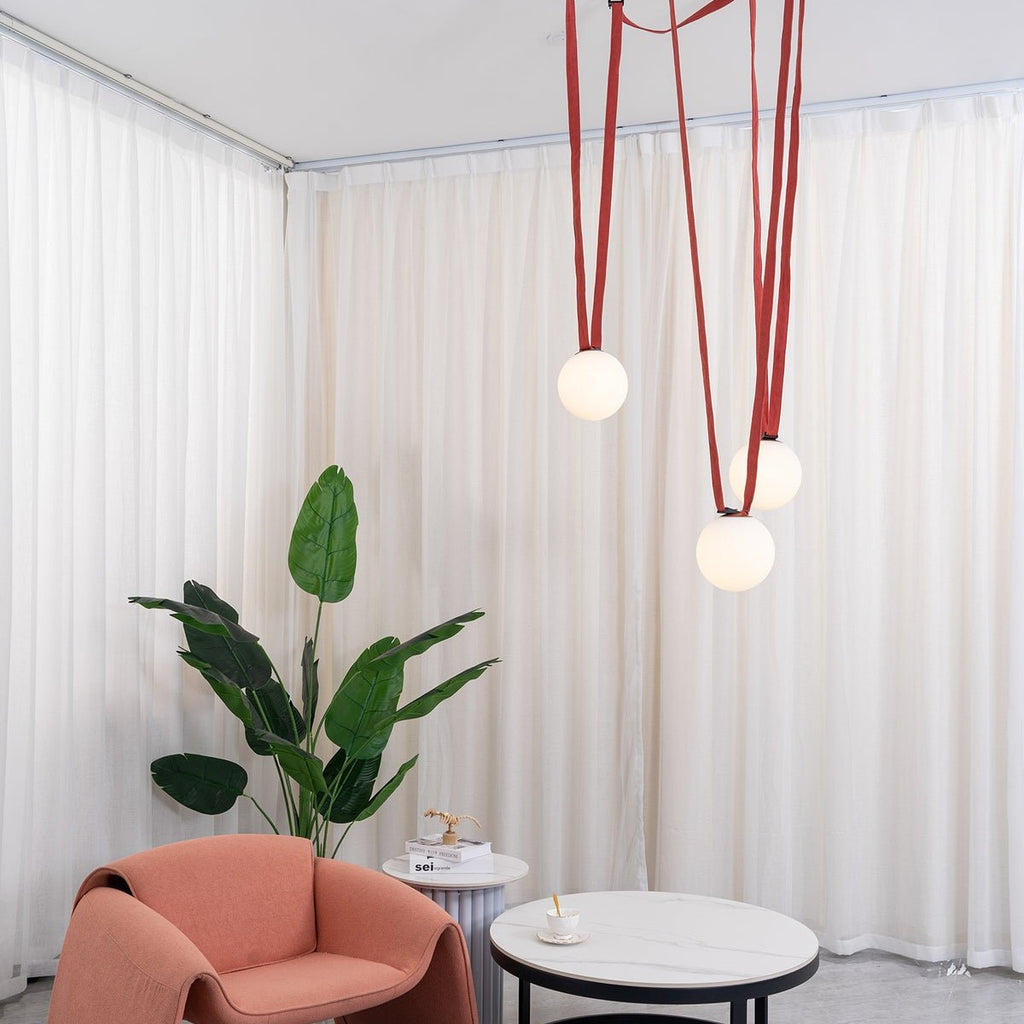 Artistic Pendant Ceiling Light With Multiple Straps Lighting Lobby