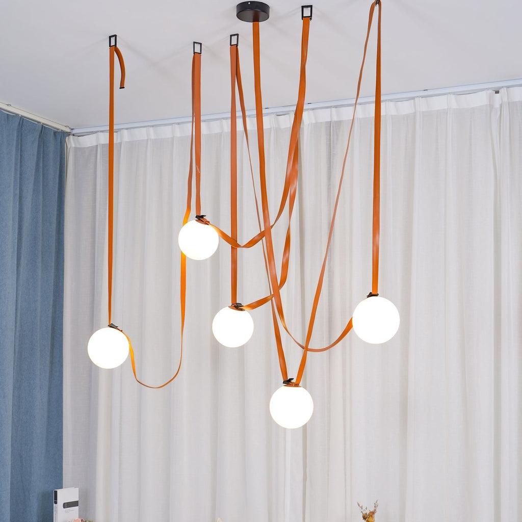 Artistic Pendant Ceiling Light With Multiple Straps Lighting Lobby