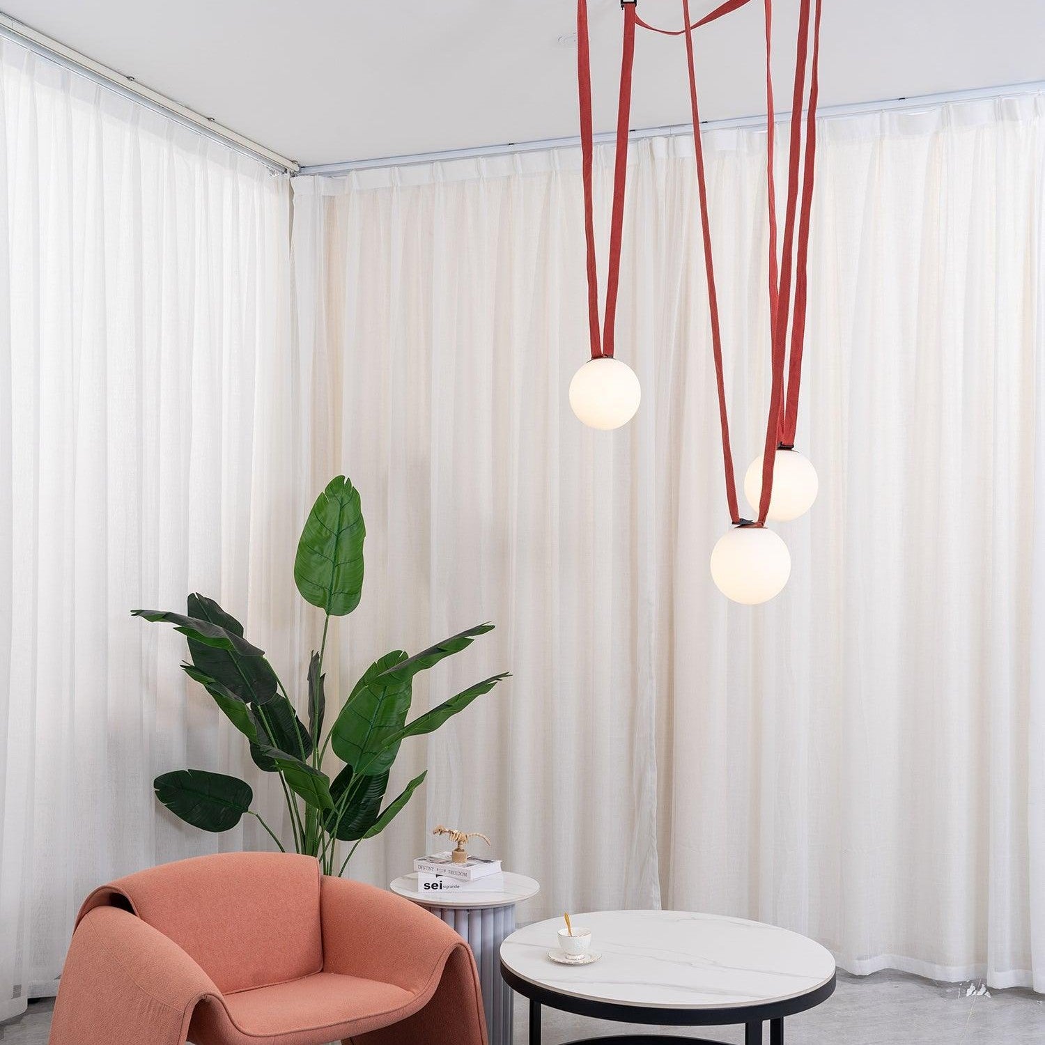 Artistic Pendant Ceiling Light With Multiple Straps Lighting Lobby