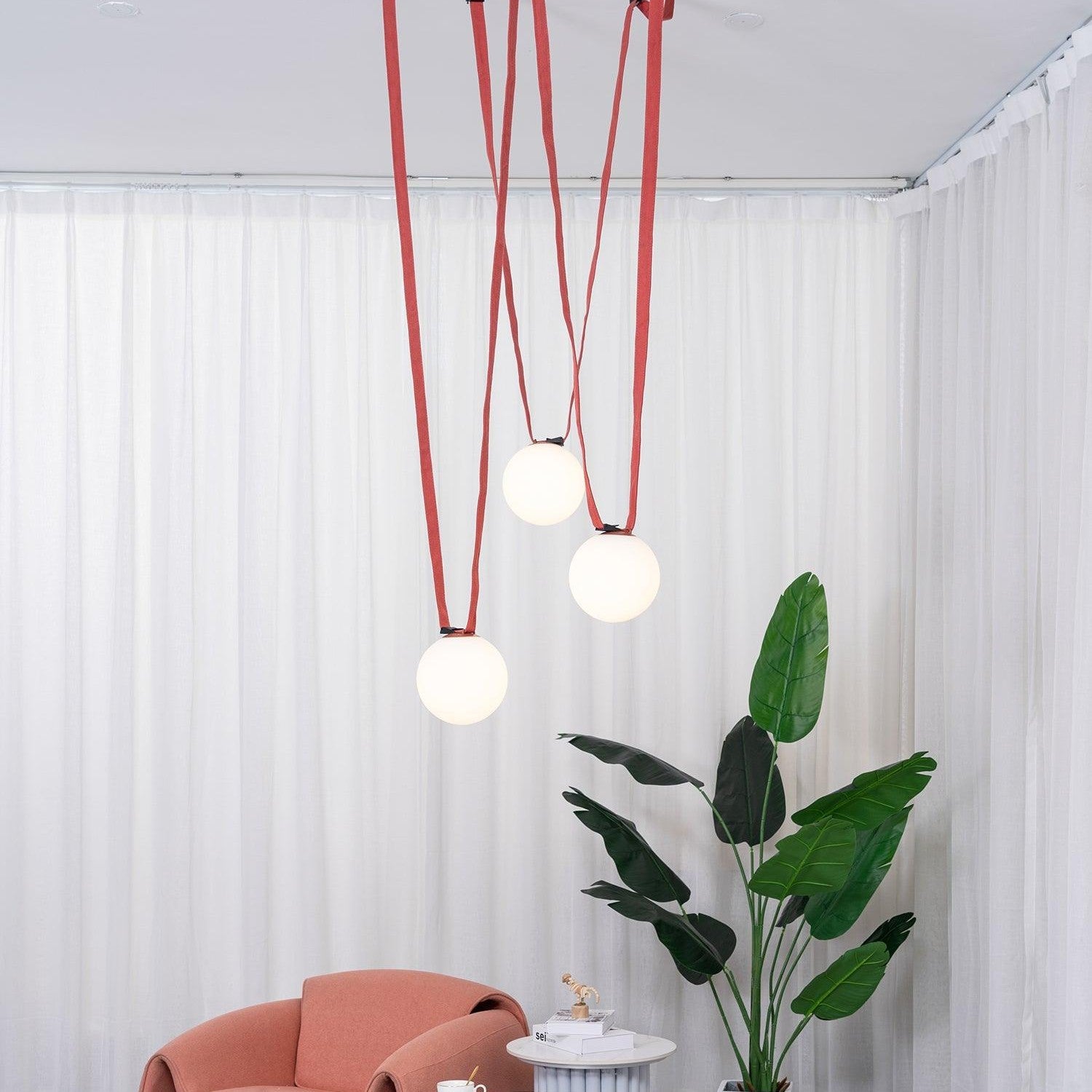Artistic Pendant Ceiling Light With Multiple Straps Lighting Lobby