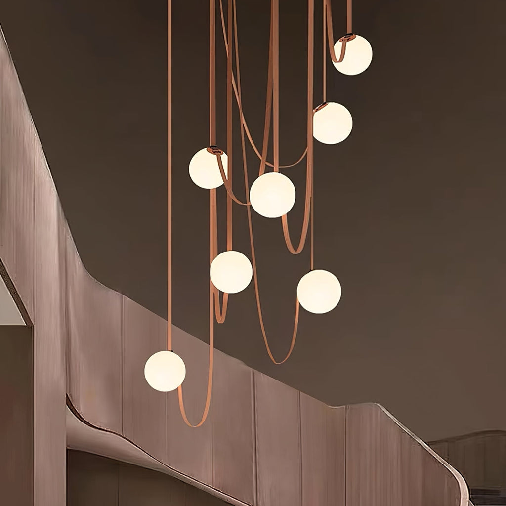Artistic Pendant Ceiling Light With Multiple Straps Lighting Lobby