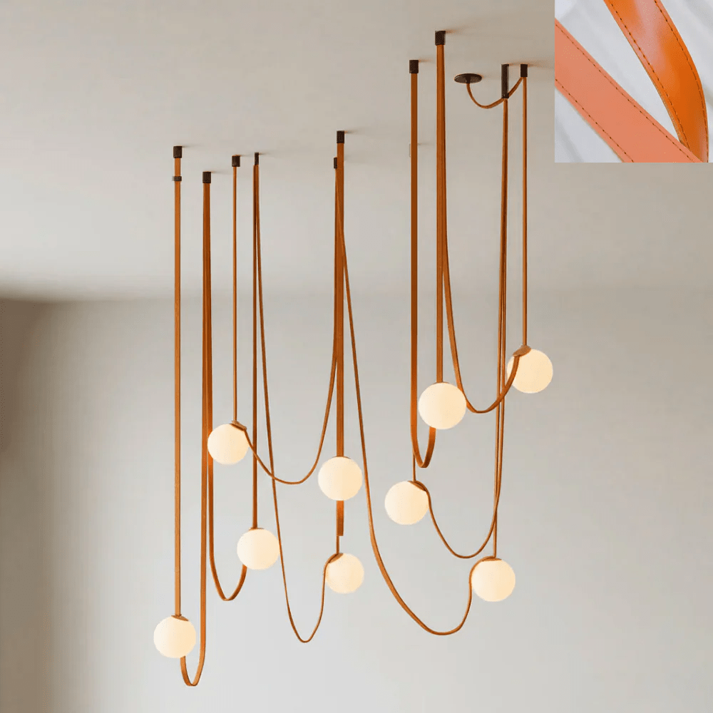 Artistic Pendant Ceiling Light With Multiple Straps Lighting Lobby