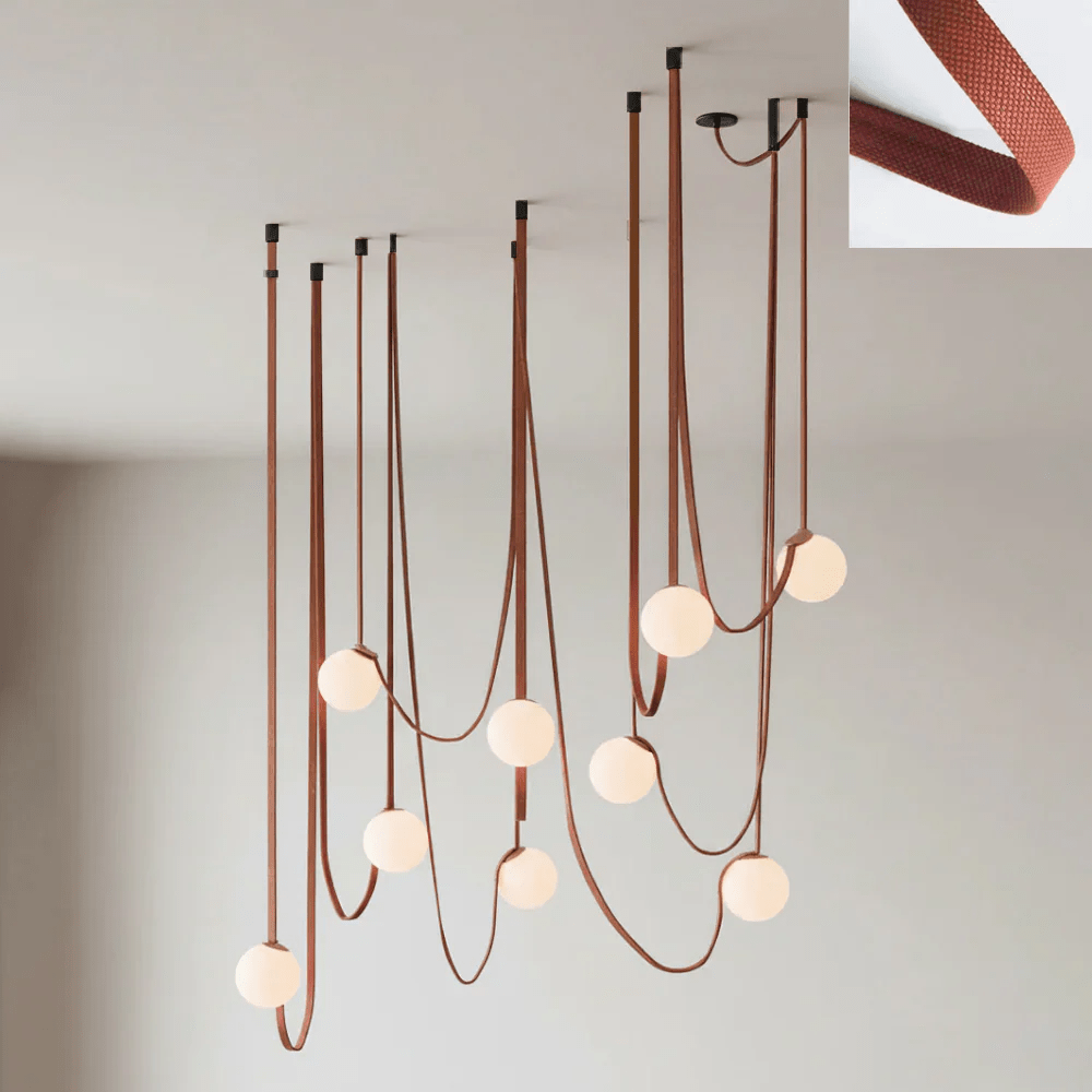 Artistic Pendant Ceiling Light With Multiple Straps Lighting Lobby