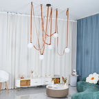 Artistic Pendant Ceiling Light With Multiple Straps Lighting Lobby