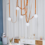 Artistic Pendant Ceiling Light With Multiple Straps Lighting Lobby