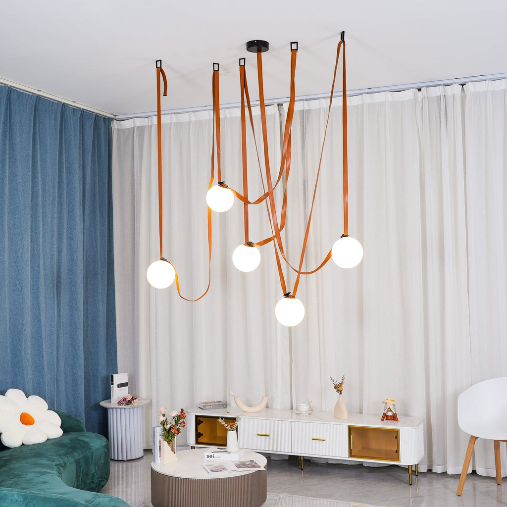 Artistic Pendant Ceiling Light With Multiple Straps Lighting Lobby