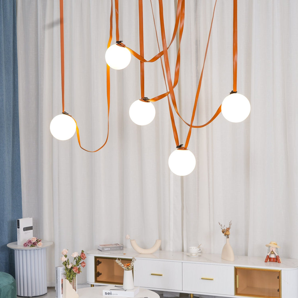 Artistic Pendant Ceiling Light With Multiple Straps Lighting Lobby