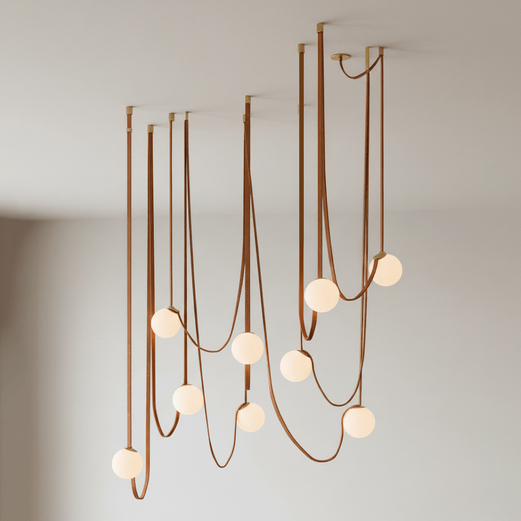 Artistic Pendant Ceiling Light With Multiple Straps Lighting Lobby