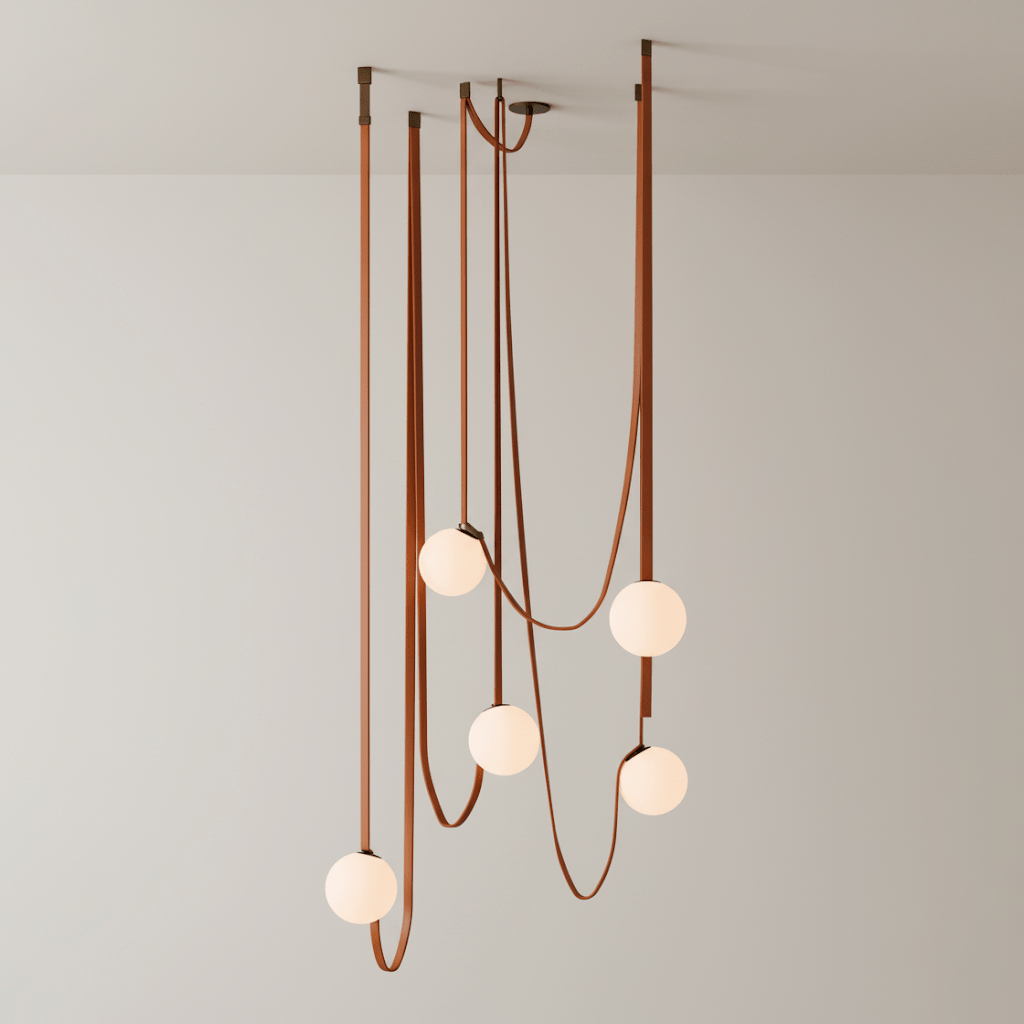 Artistic Pendant Ceiling Light With Multiple Straps Lighting Lobby