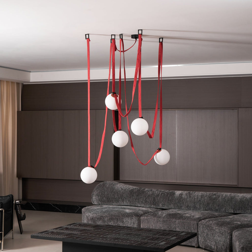 Artistic Pendant Ceiling Light With Multiple Straps Lighting Lobby