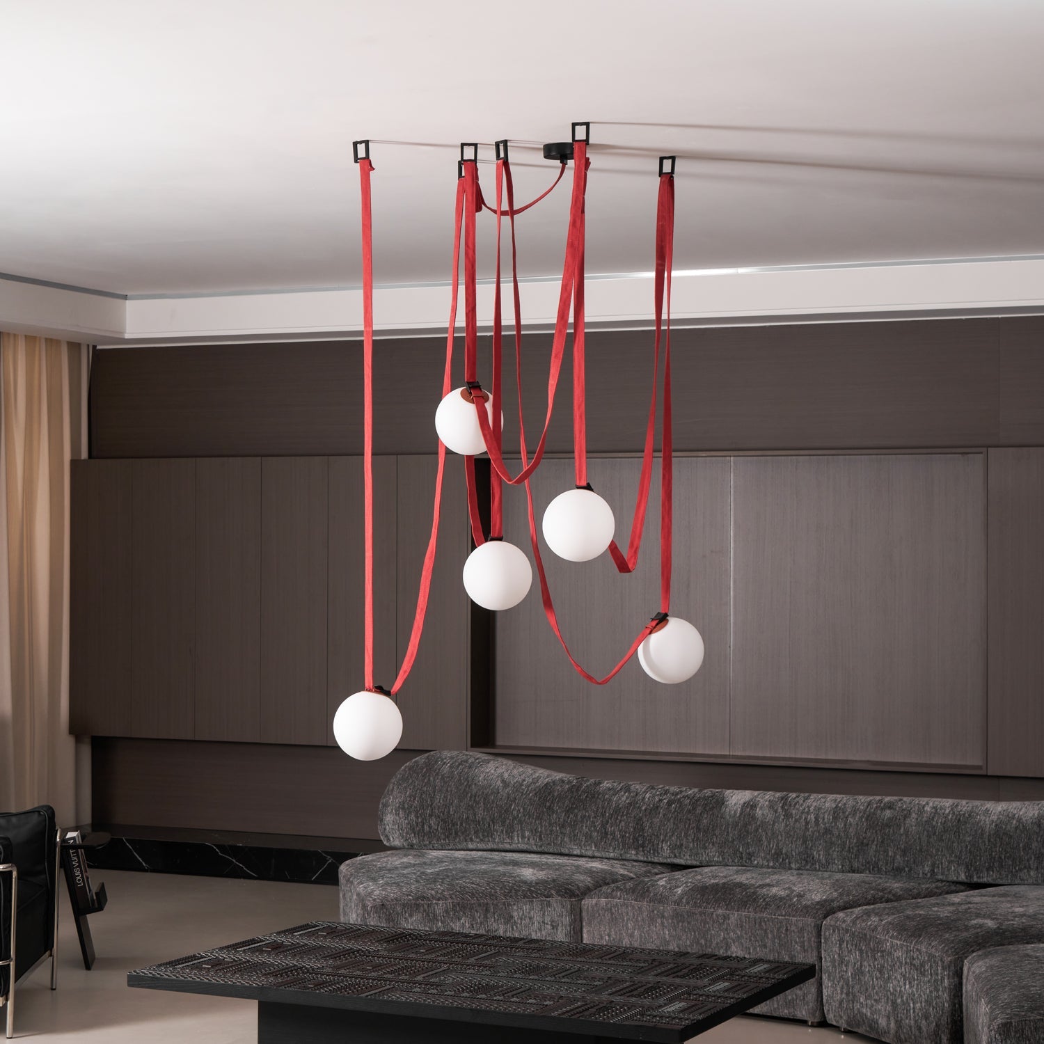 Artistic Pendant Ceiling Light With Multiple Straps Lighting Lobby