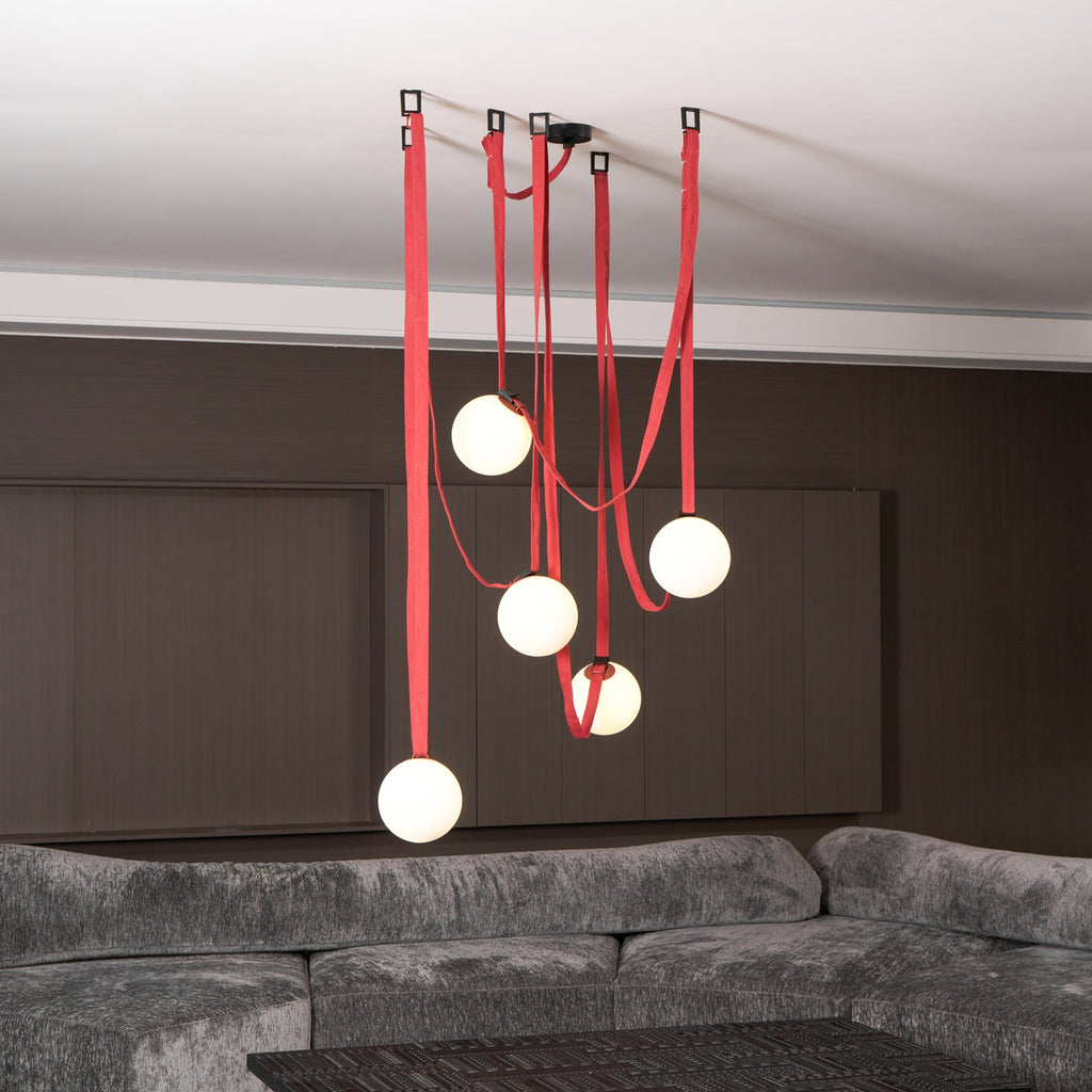 Artistic Pendant Ceiling Light With Multiple Straps Lighting Lobby