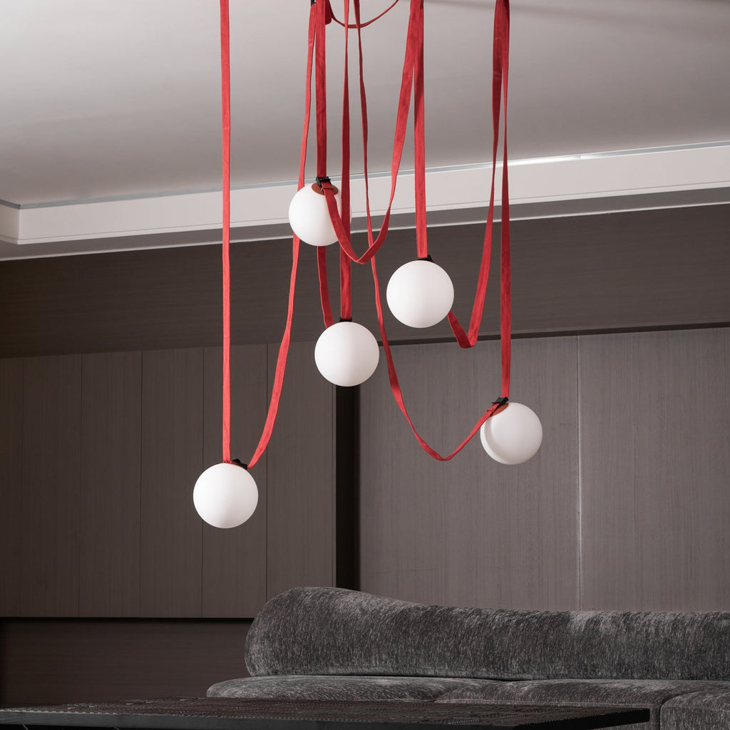 Artistic Pendant Ceiling Light With Multiple Straps Lighting Lobby