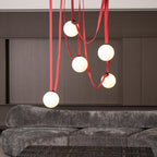 Artistic Pendant Ceiling Light With Multiple Straps Lighting Lobby
