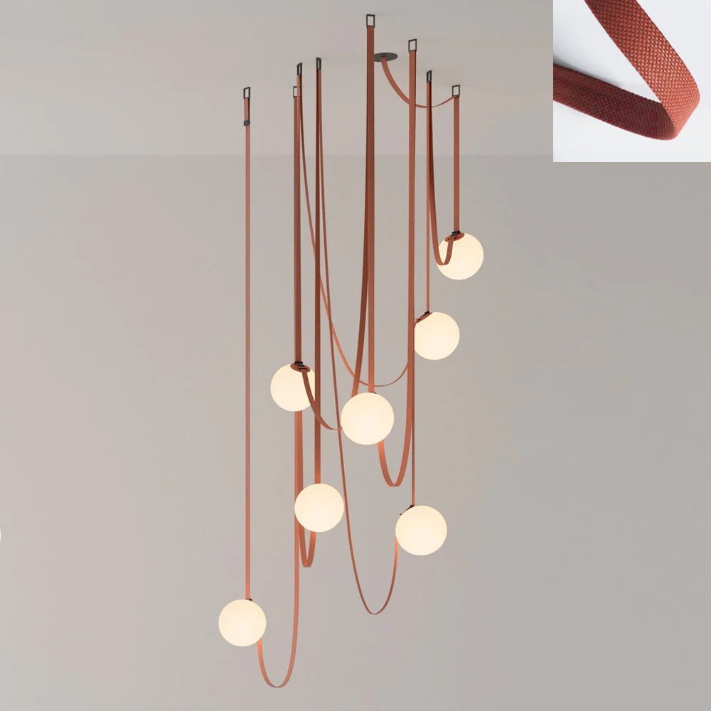 Artistic Pendant Ceiling Light With Multiple Straps Lighting Lobby