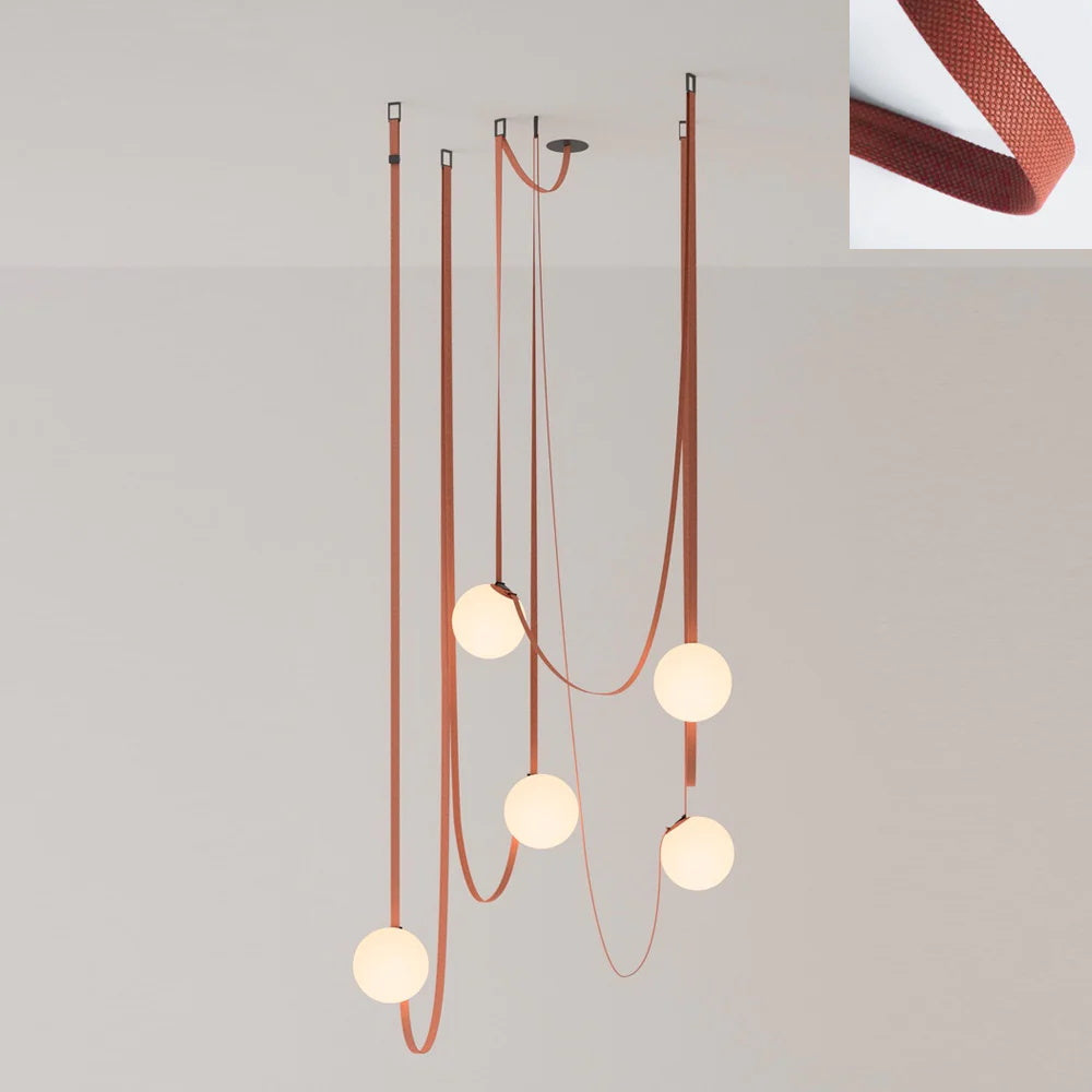 Artistic Pendant Ceiling Light With Multiple Straps Lighting Lobby