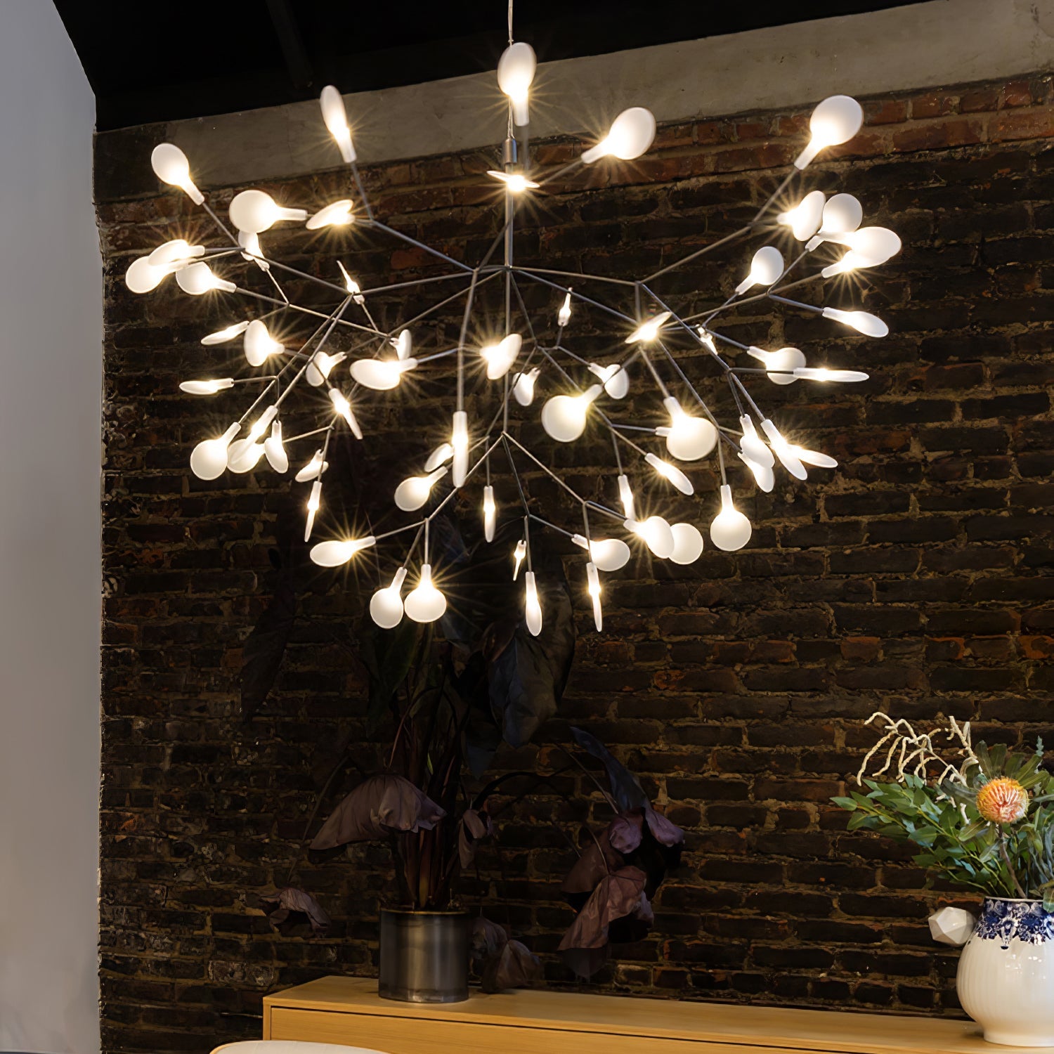 Black Firefly LED Ceiling Suspension Lighting Lobby