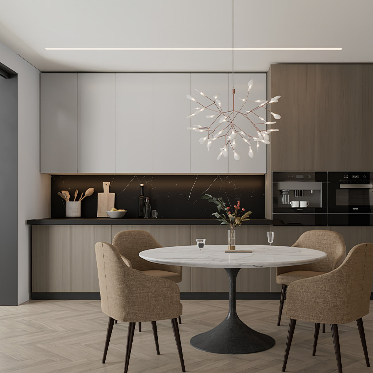 Black Firefly LED Ceiling Suspension Lighting Lobby