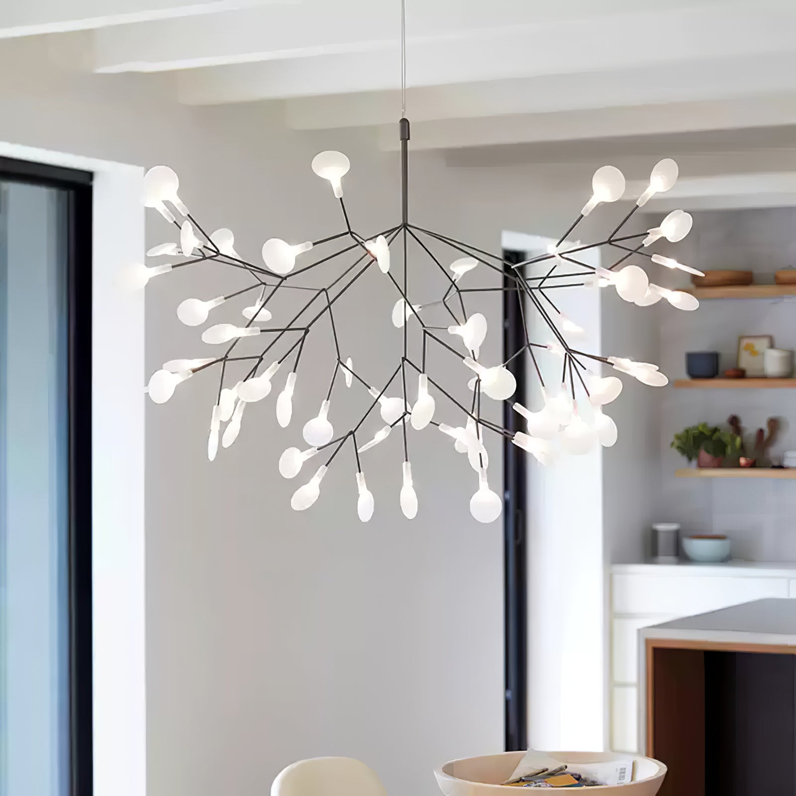 Black Firefly LED Ceiling Suspension Lighting Lobby