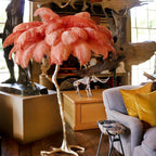 Brass Floor Lamp With Ostrich Feather Lighting Lobby