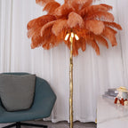 Brass Floor Lamp With Ostrich Feather Lighting Lobby
