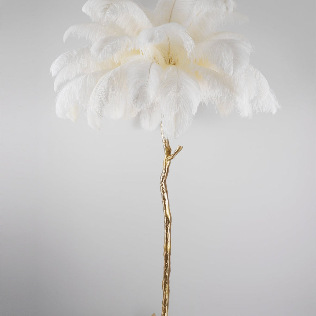Brass Floor Lamp With Ostrich Feather Lighting Lobby