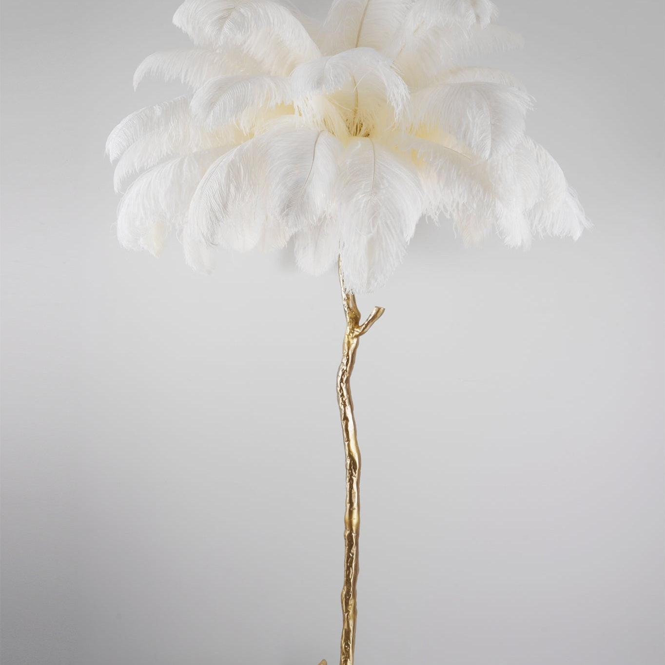 Brass Floor Lamp With Ostrich Feather Lighting Lobby
