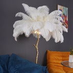 Brass Floor Lamp With Ostrich Feather Lighting Lobby