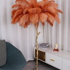 Brass Floor Lamp With Ostrich Feather Lighting Lobby