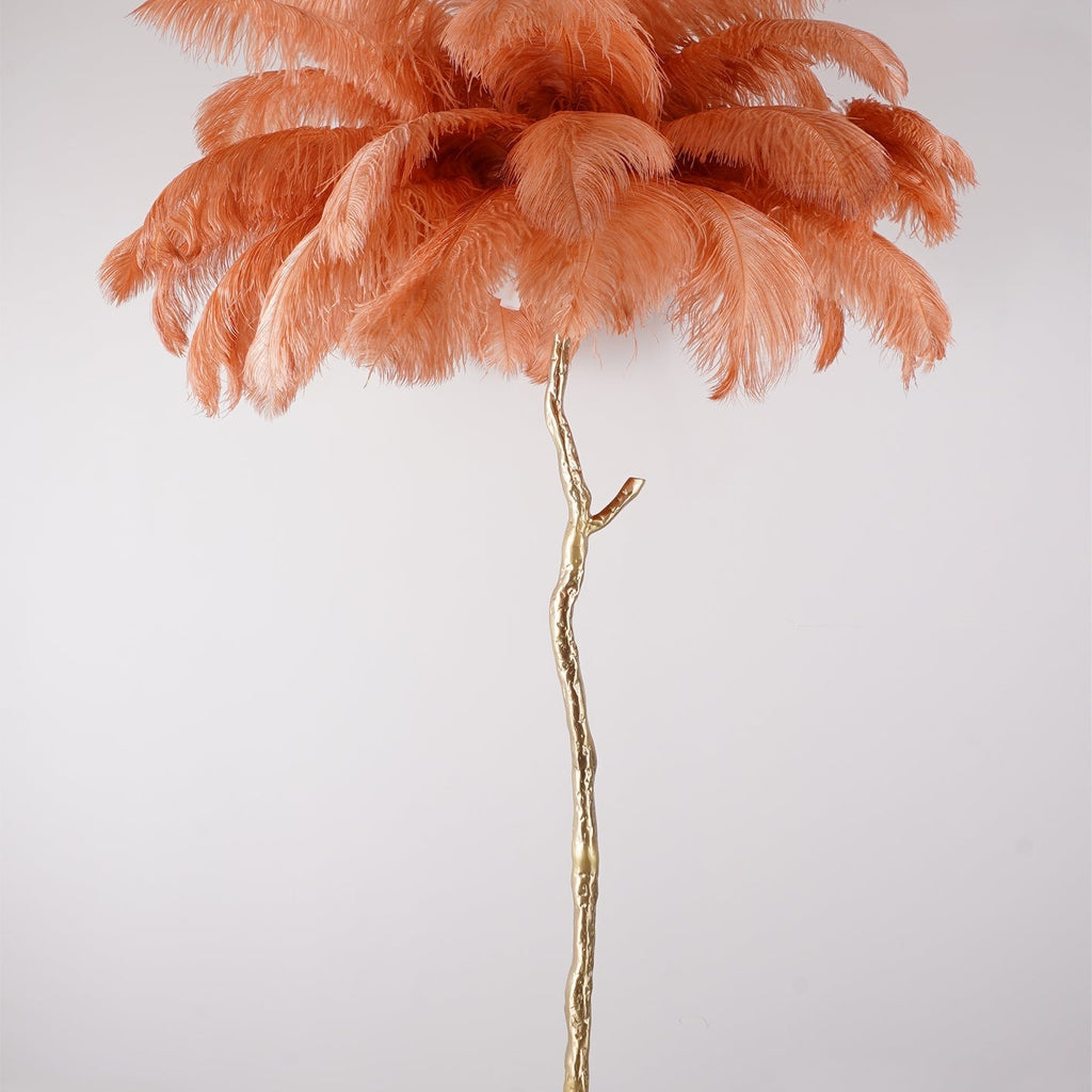 Brass Floor Lamp With Ostrich Feather Lighting Lobby