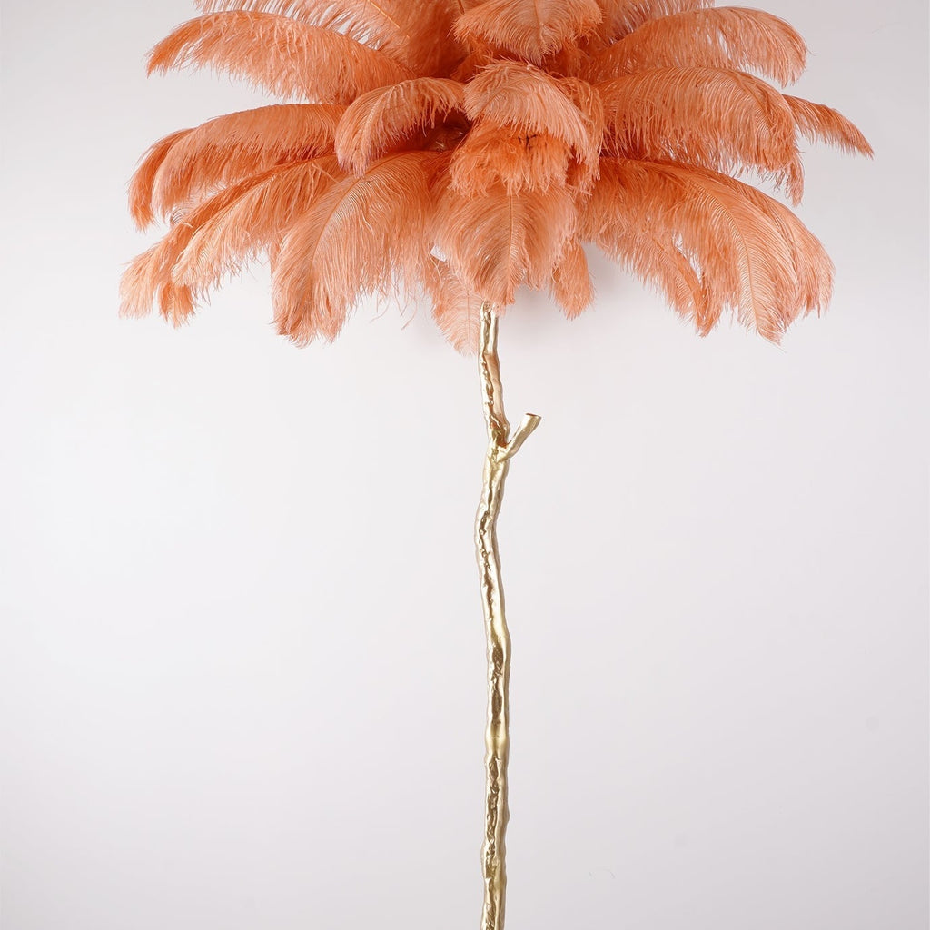 Brass Floor Lamp With Ostrich Feather Lighting Lobby