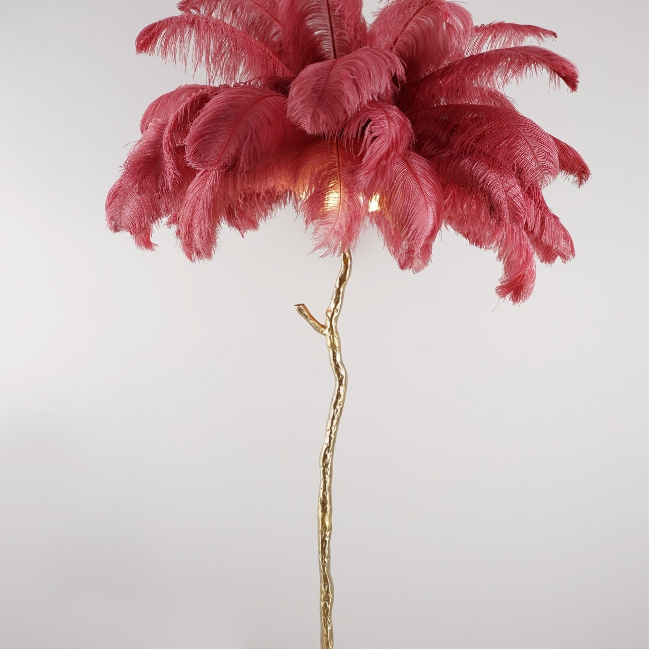 Brass Floor Lamp With Ostrich Feather Lighting Lobby