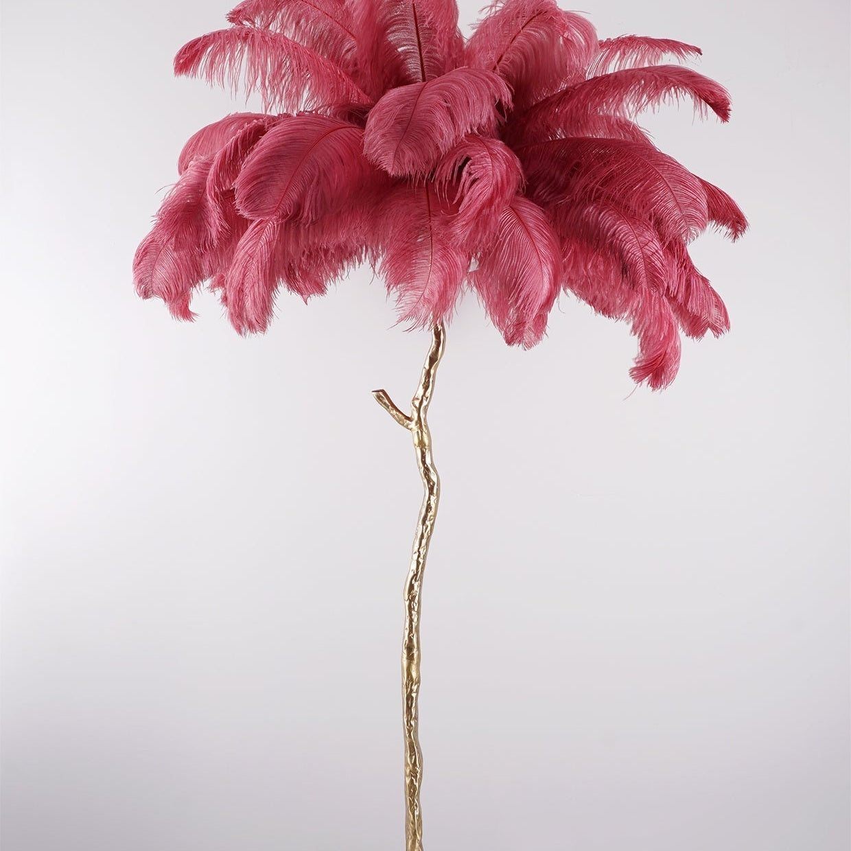 Brass Floor Lamp With Ostrich Feather Lighting Lobby