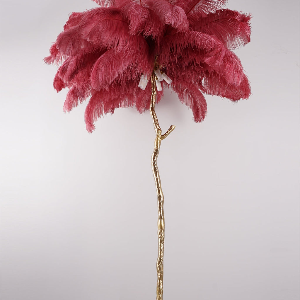 Brass Floor Lamp With Ostrich Feather Lighting Lobby