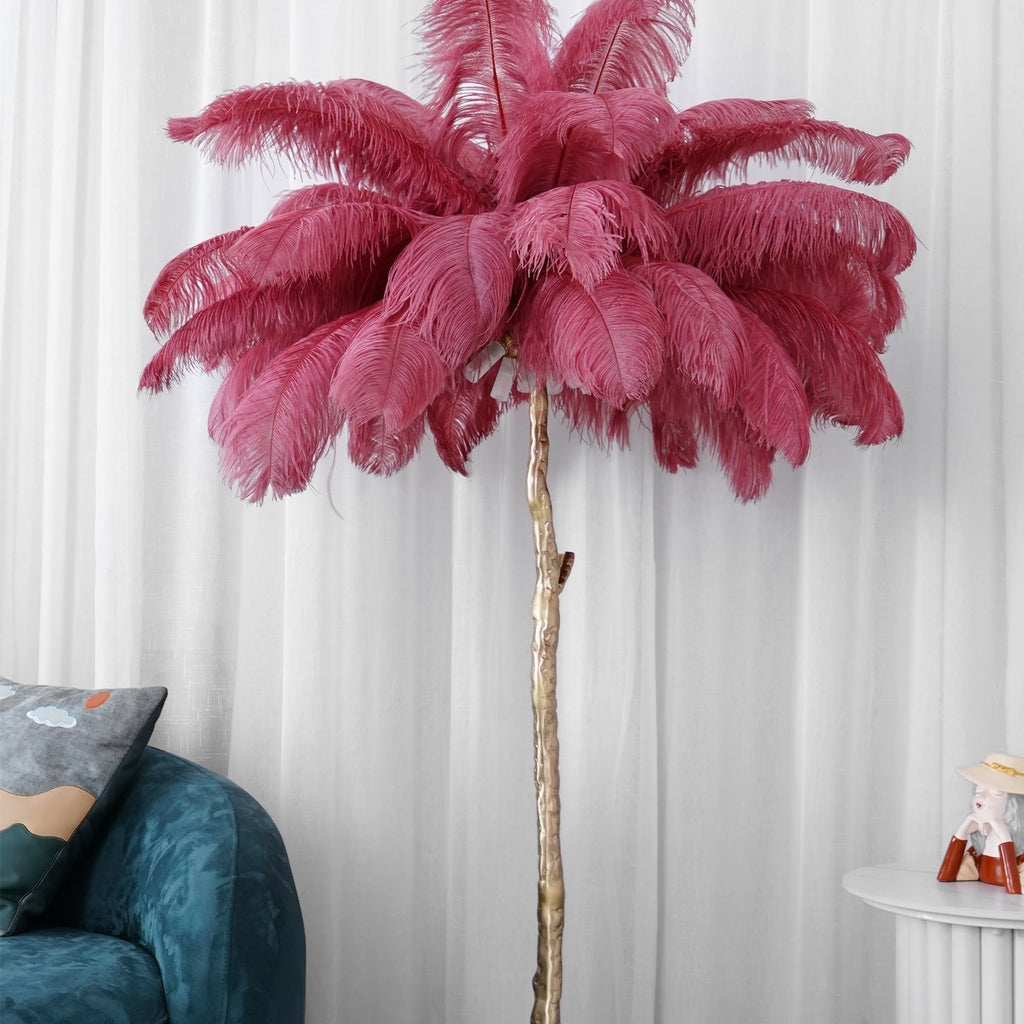 Brass Floor Lamp With Ostrich Feather Lighting Lobby