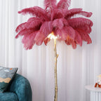 Brass Floor Lamp With Ostrich Feather Lighting Lobby