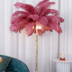 Brass Floor Lamp With Ostrich Feather Lighting Lobby