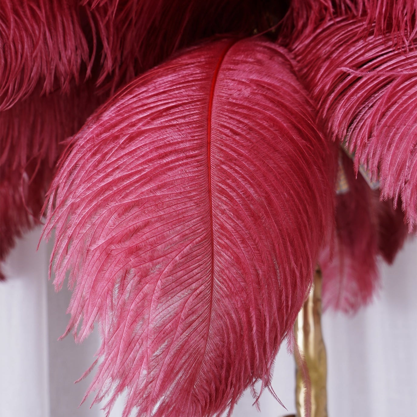 Brass Floor Lamp With Ostrich Feather Lighting Lobby
