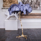 Brass Floor Lamp With Ostrich Feather Lighting Lobby