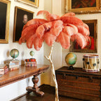 Brass Floor Lamp With Ostrich Feather Lighting Lobby