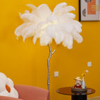 Brass Floor Lamp With Ostrich Feather Lighting Lobby